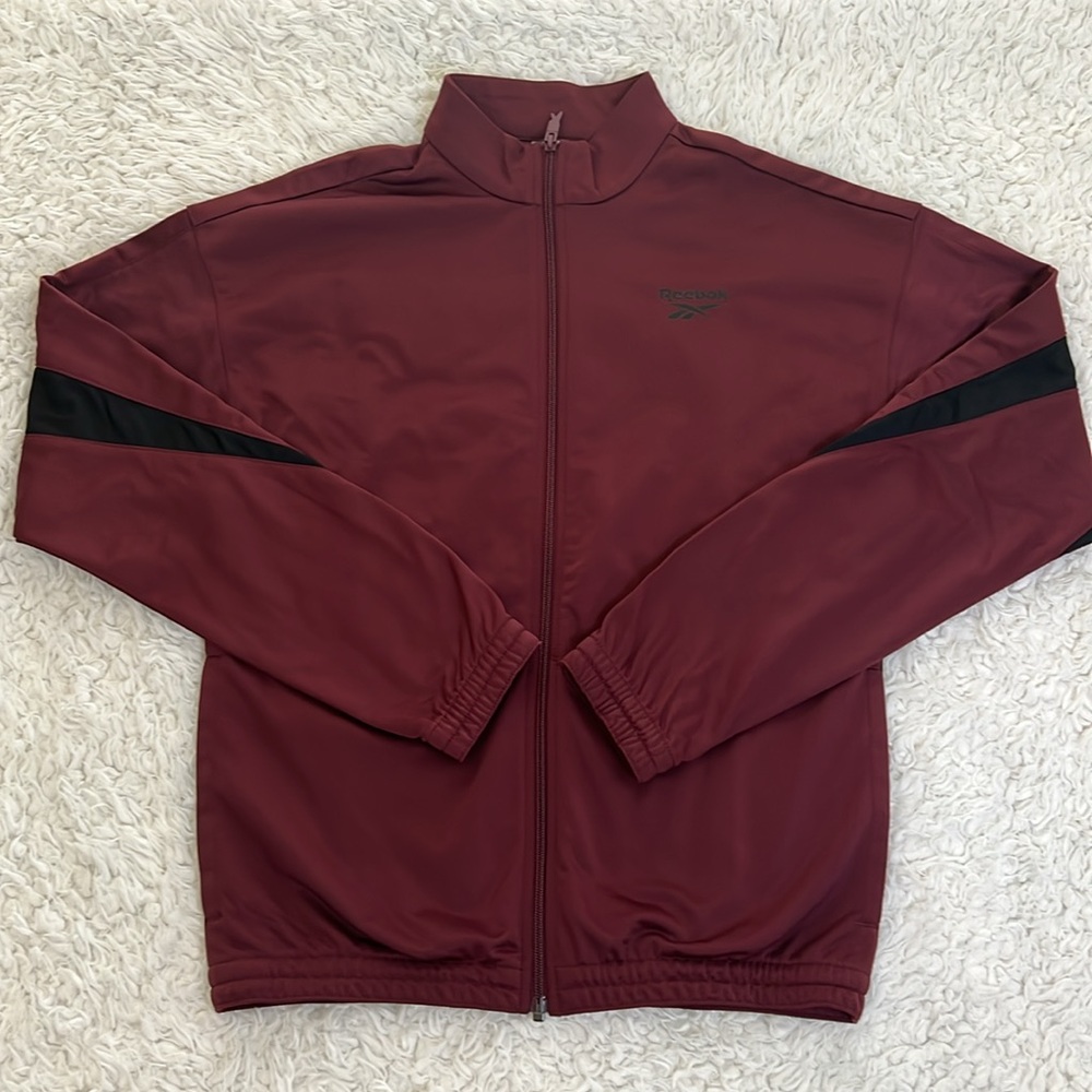 Reebok Track Top Jacket Maroon Black Mens Size Small Gym Running - Picture 11 of 15